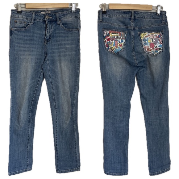 Hammer Jeans Hand Painted Pockets Junior Size 1 Boho 247 - Picture 1 of 11
